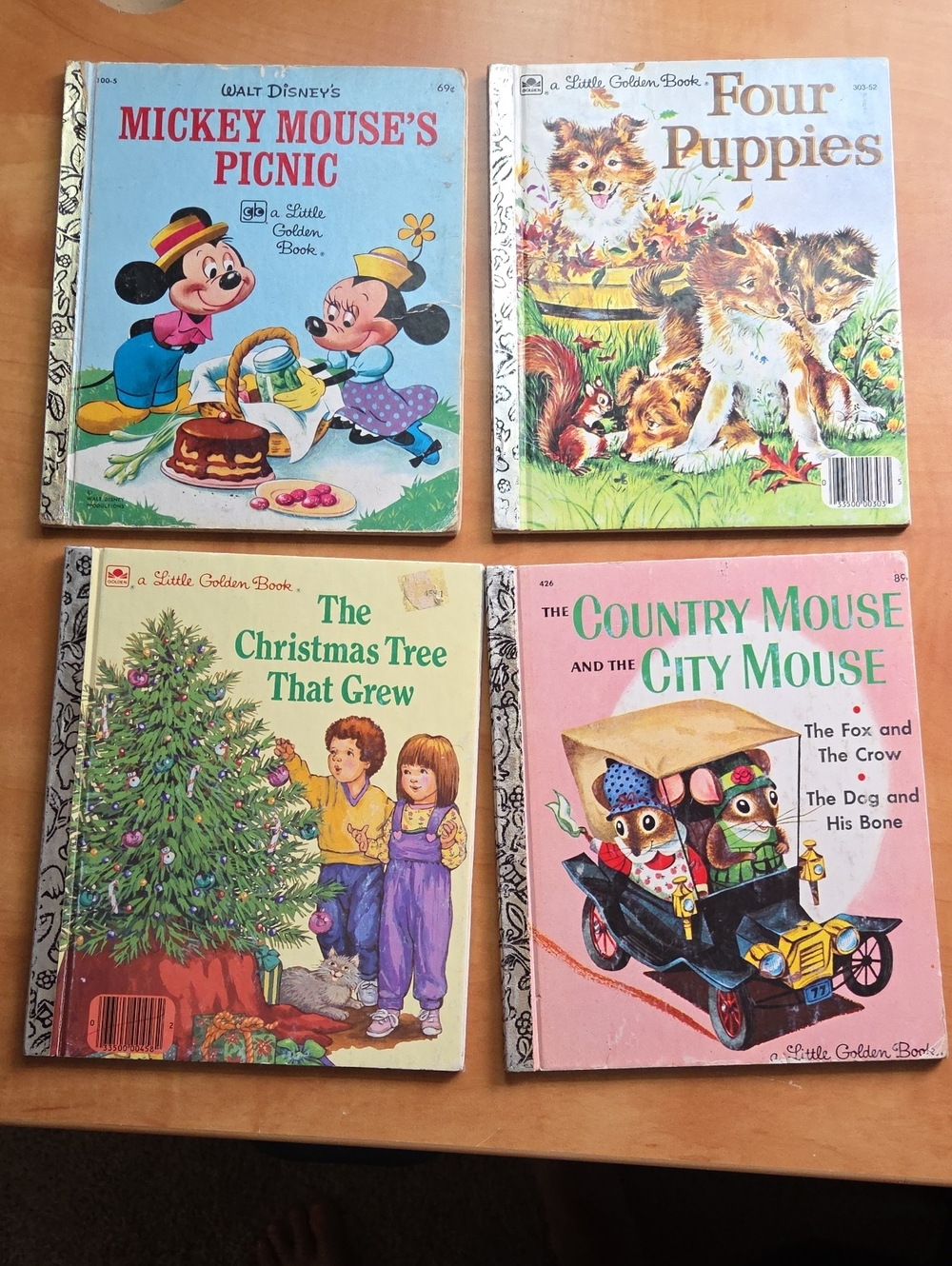 Vintage Little Golden Books Bundle - Set of 4 (Mickey Mouse, Richard Scarry & Mo